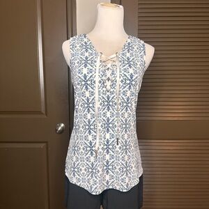 WHBM | Blue and White Lace-Up Tank